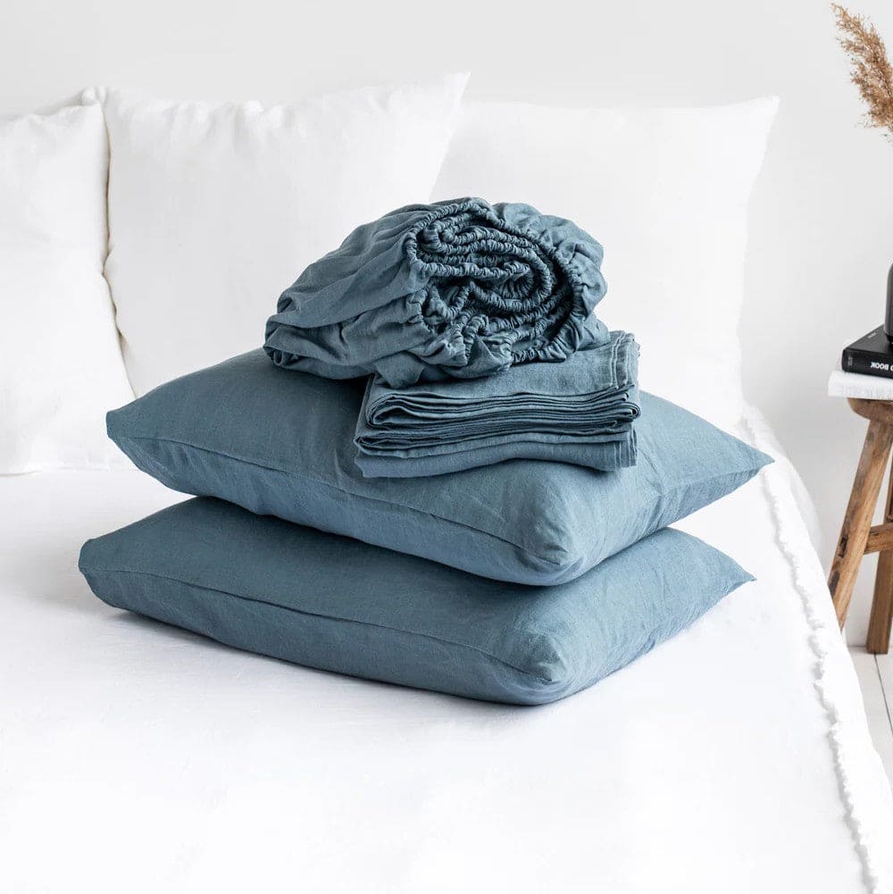 Pure European Flax Linen Bed Sheets Set - Choice of Colors & Depth