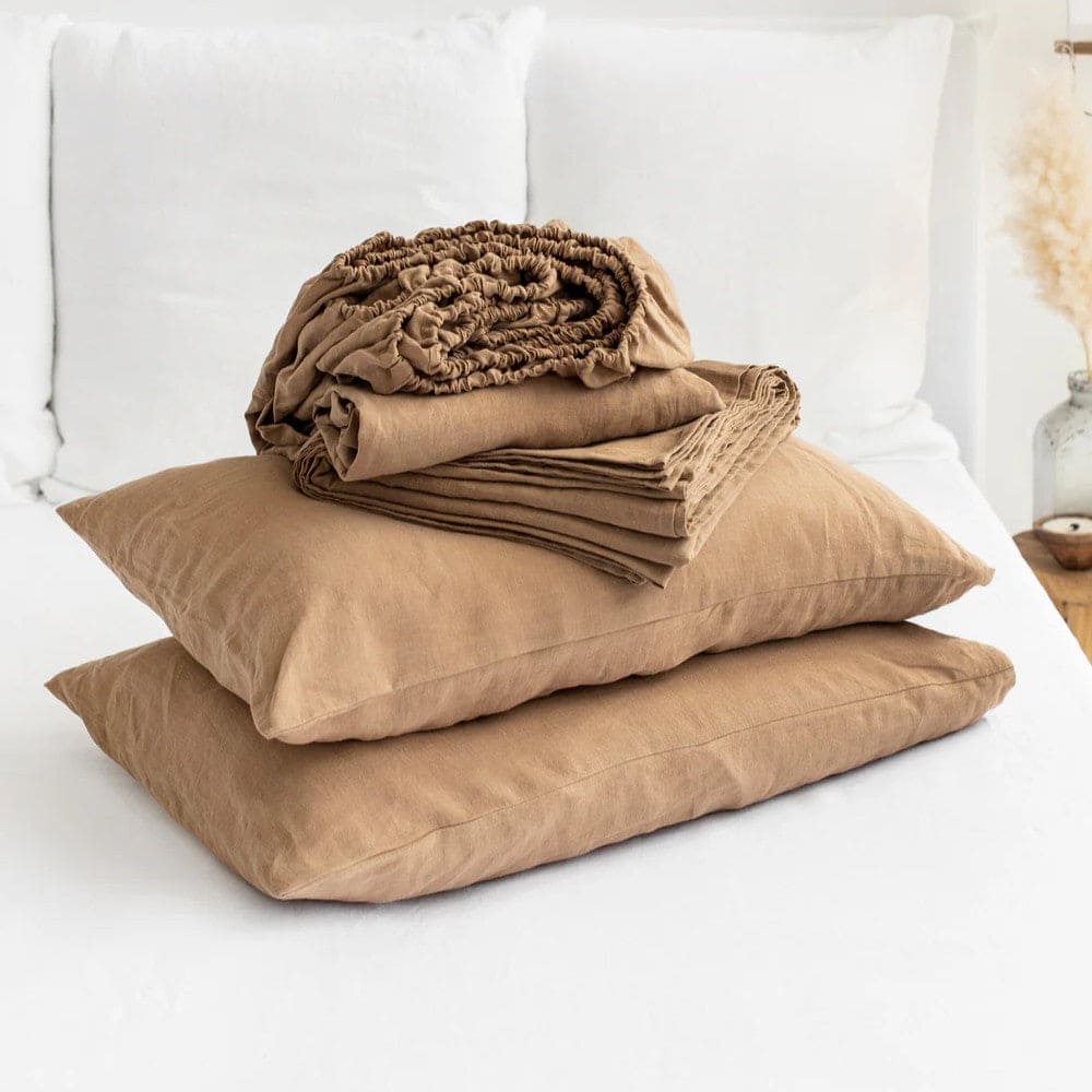 Pure European Flax Linen Bed Sheets Set - Choice of Colors & Depth