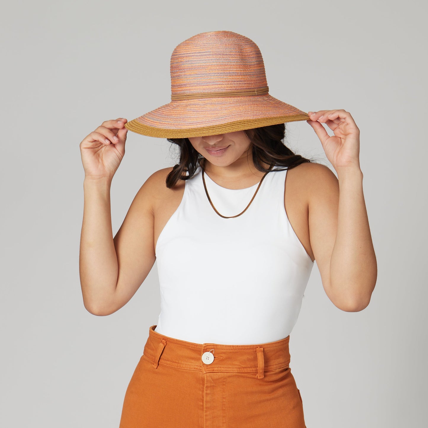 Womens Mixed Brim Sun Brim-Purple-One Size