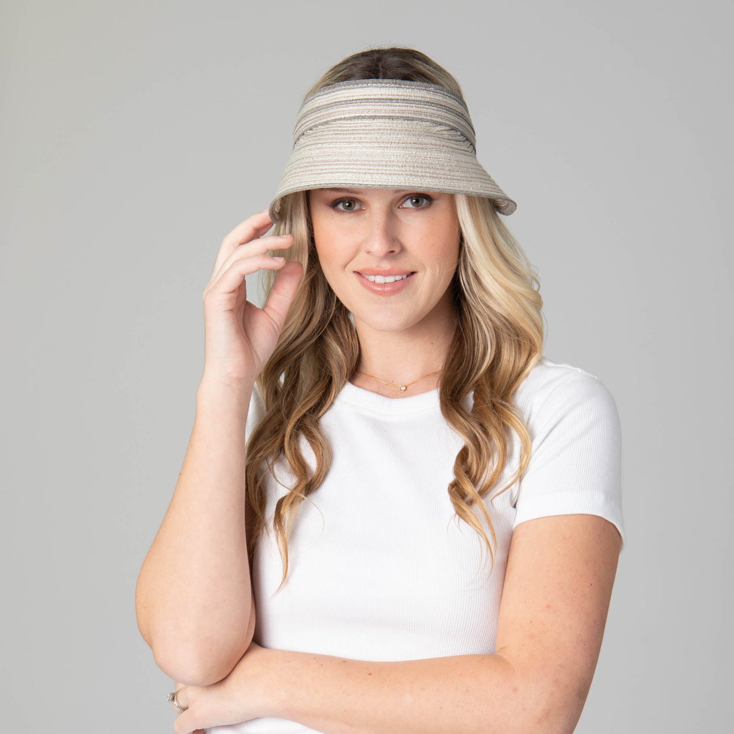 Women's Mixed Braid Visor with Velcro Strap