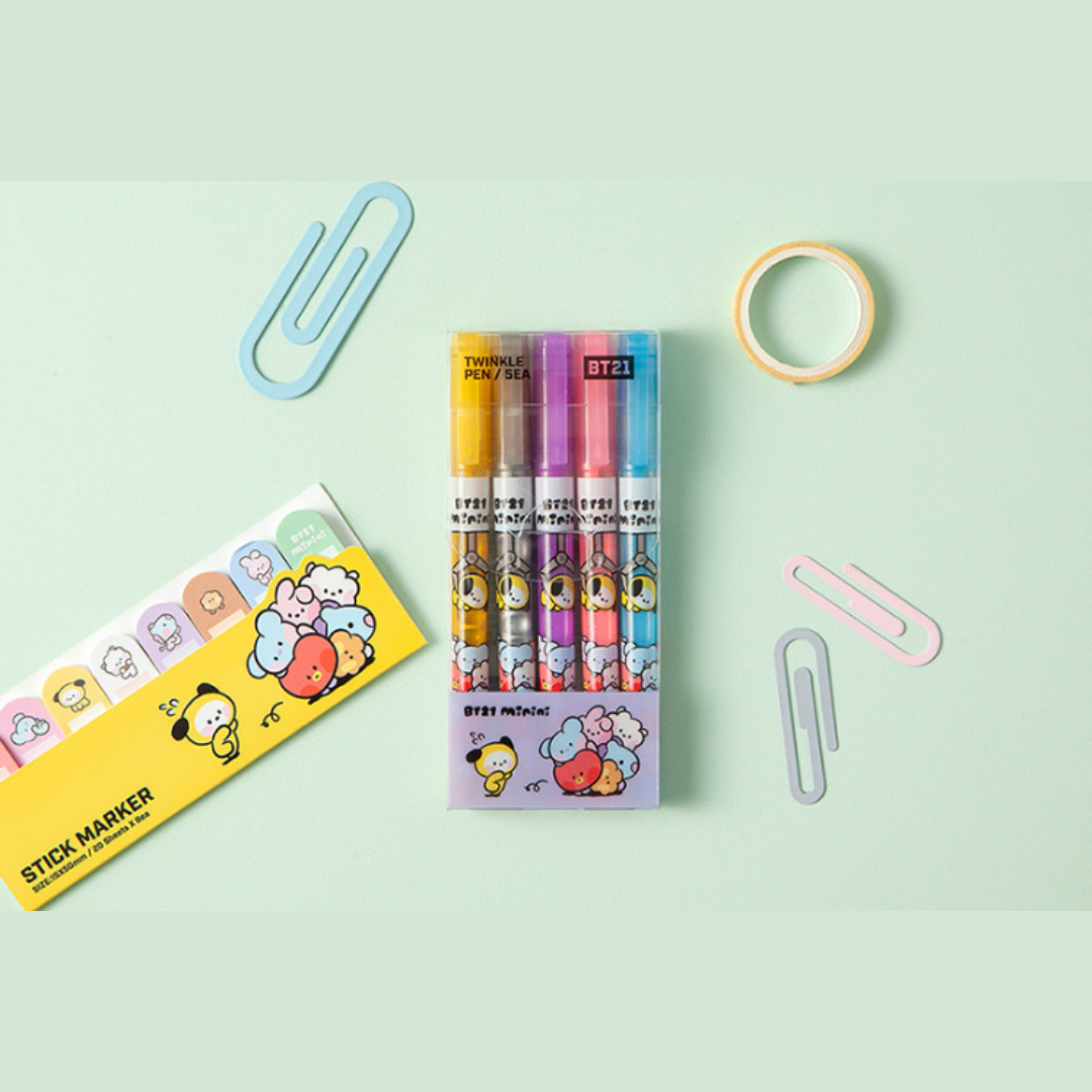 BT21 Minini Twinkle Pen 5Ea