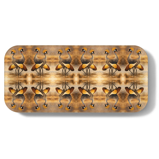 Golden Crane Narrow Birchwood Small Decorative Tray