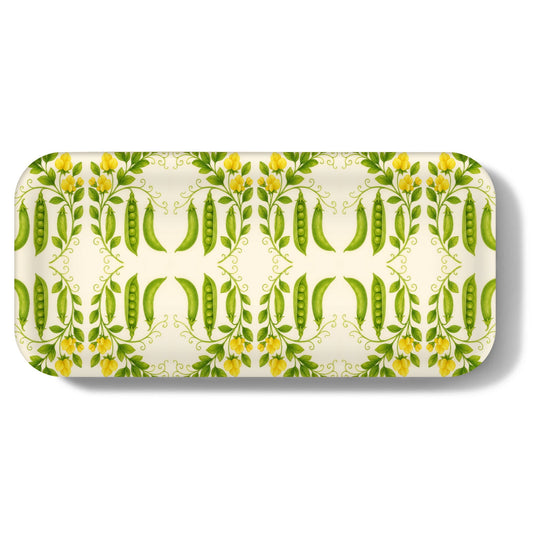 Pea Blossoms Narrow Birchwood Small Decorative Tray