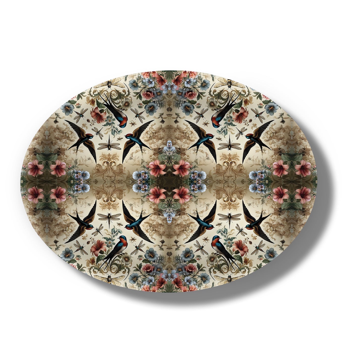 Birds and Bees Birchwood Decorative Tray - Oval