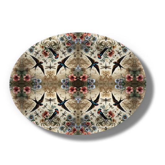 Birds and Bees Birchwood Decorative Tray - Oval