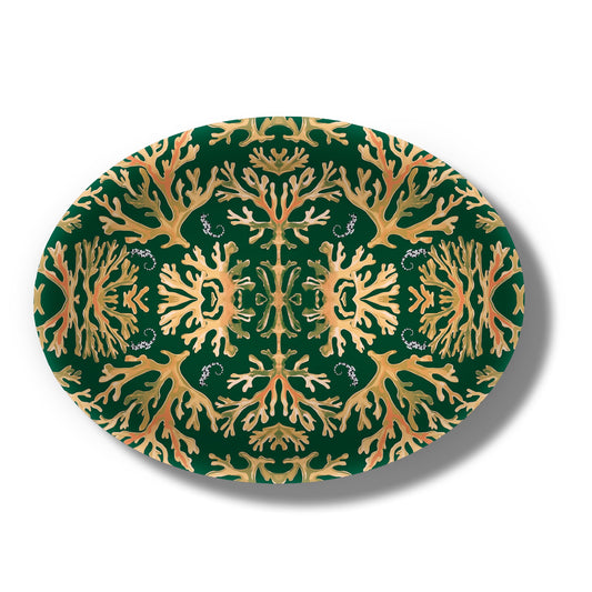 Coral Seahorses Birchwood Decorative Tray - Oval
