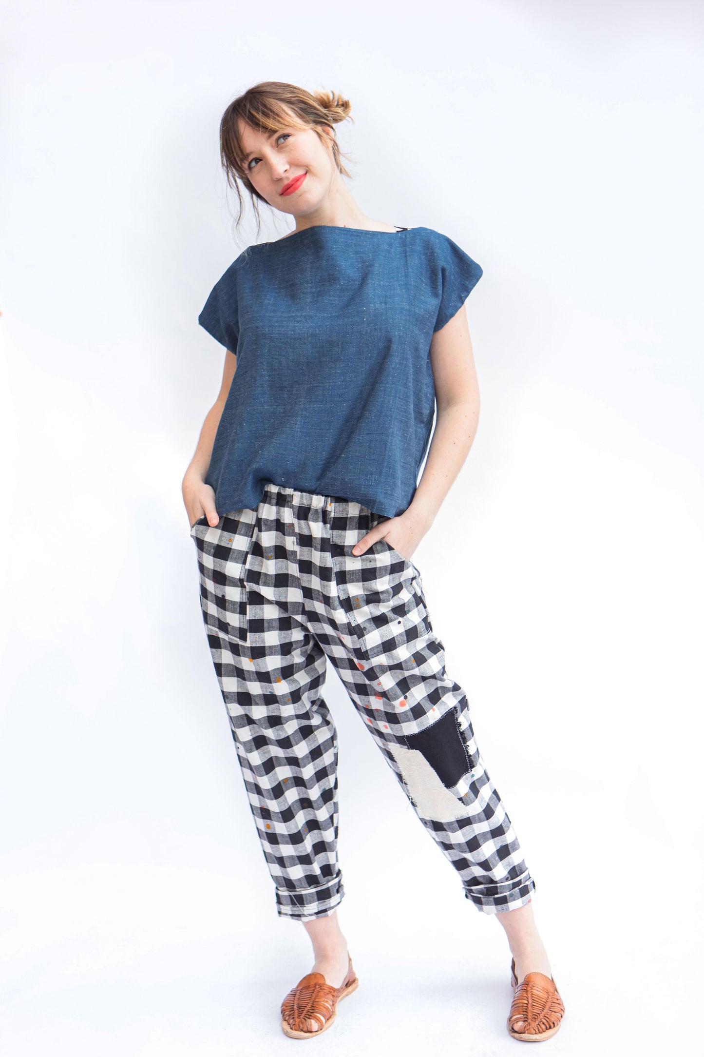 Artisan Handwoven Cotton Check Pocket Pant