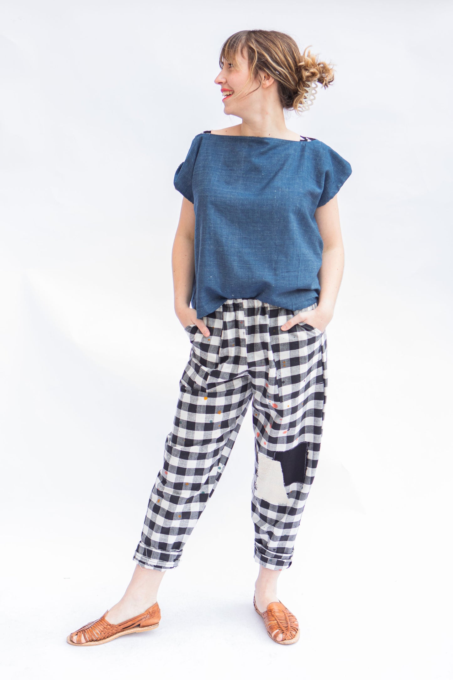 Artisan Handwoven Cotton Check Pocket Pant