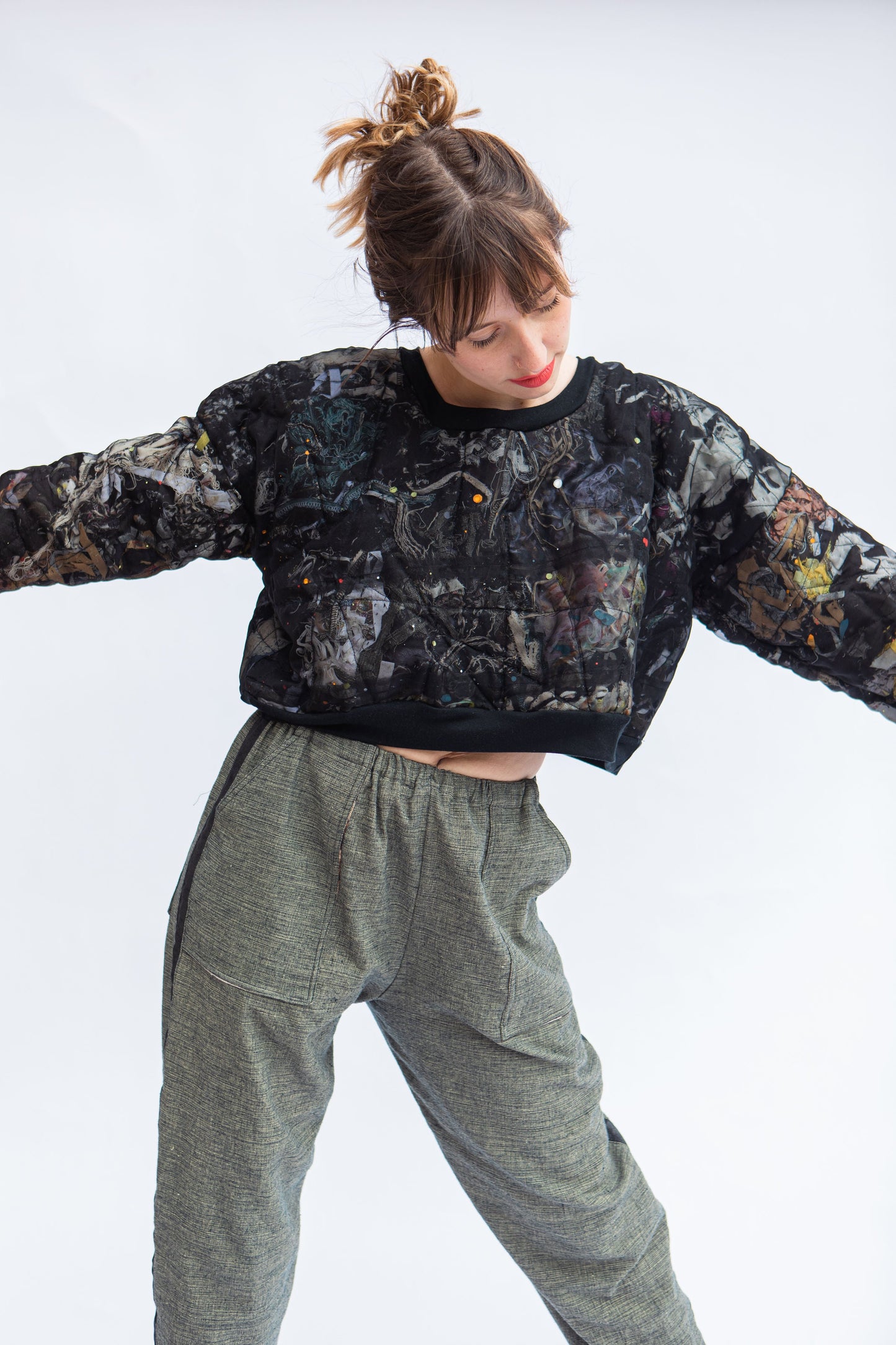 Zero Waste Free-Motion Quilt Silk Pullover