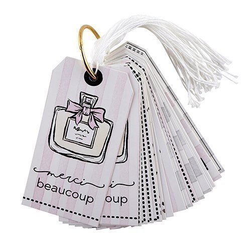 Merci Beaucoup Gift Tag Book | 24 Pretty Cardstock Tags | Clink Clink, Hey Sugar, Bravo, Happy Birthday, Etc.
