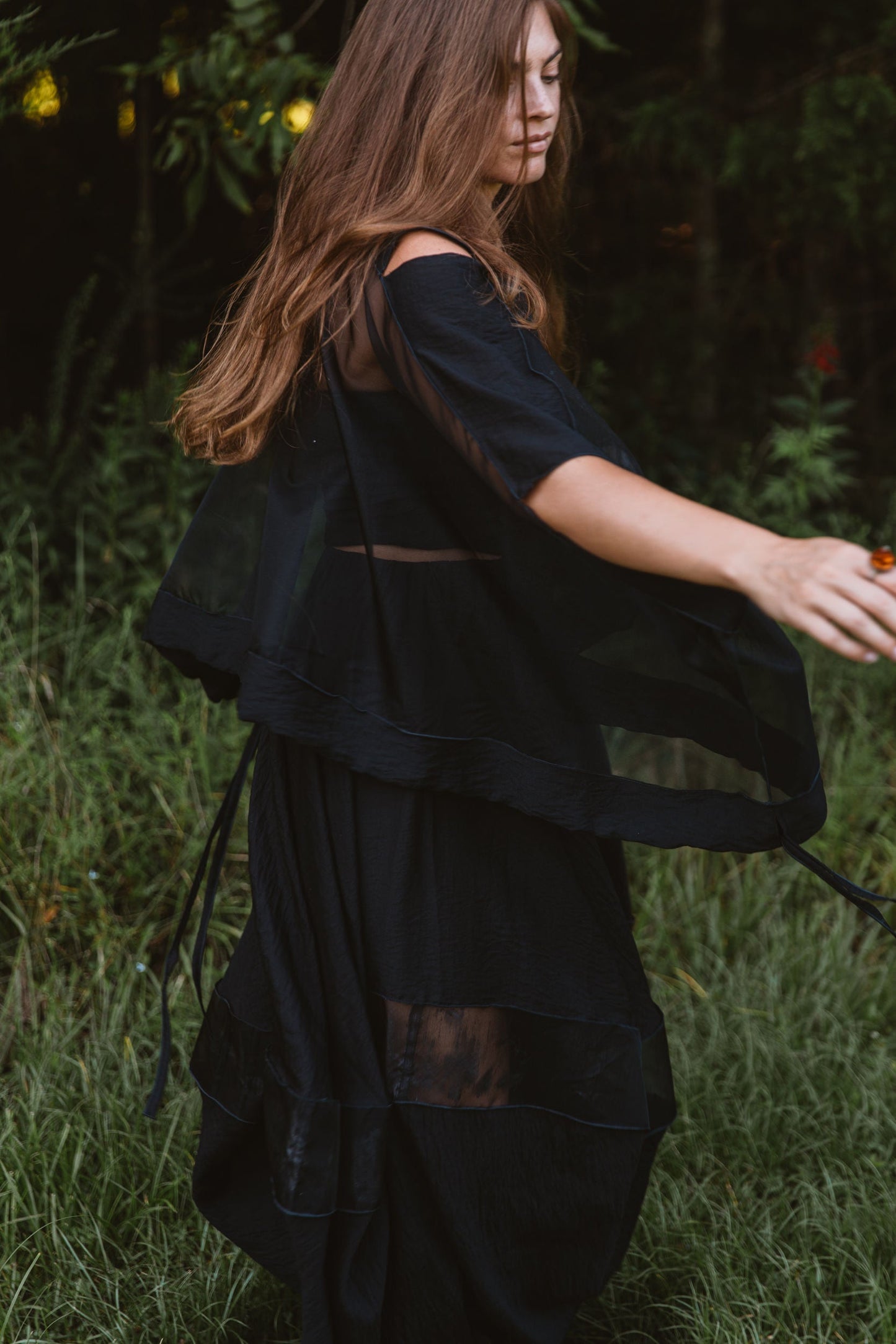 Hand-Painted Silk Organza Midnight Topper