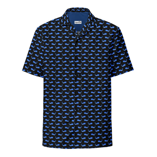 Midnight Whale Party Button Down Hawaiian Shirt