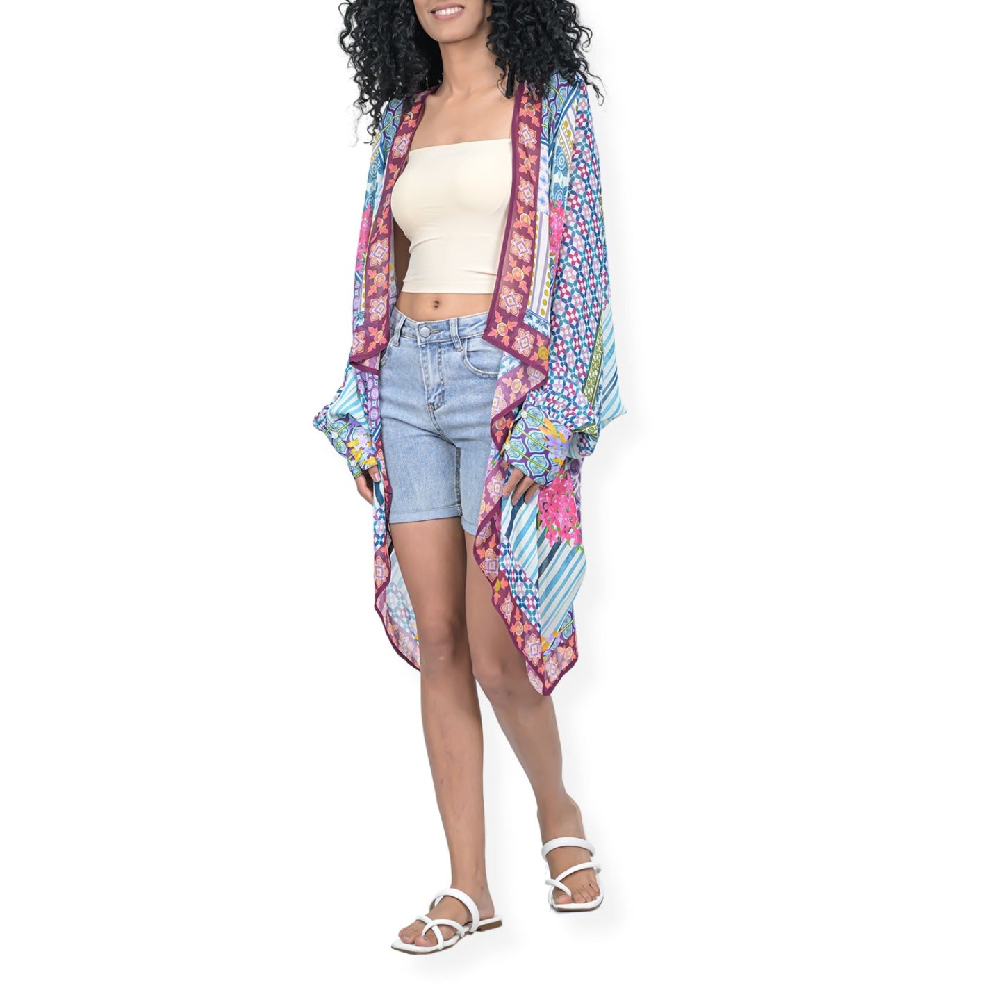 Mix Print Kimono Cardigan - Multi