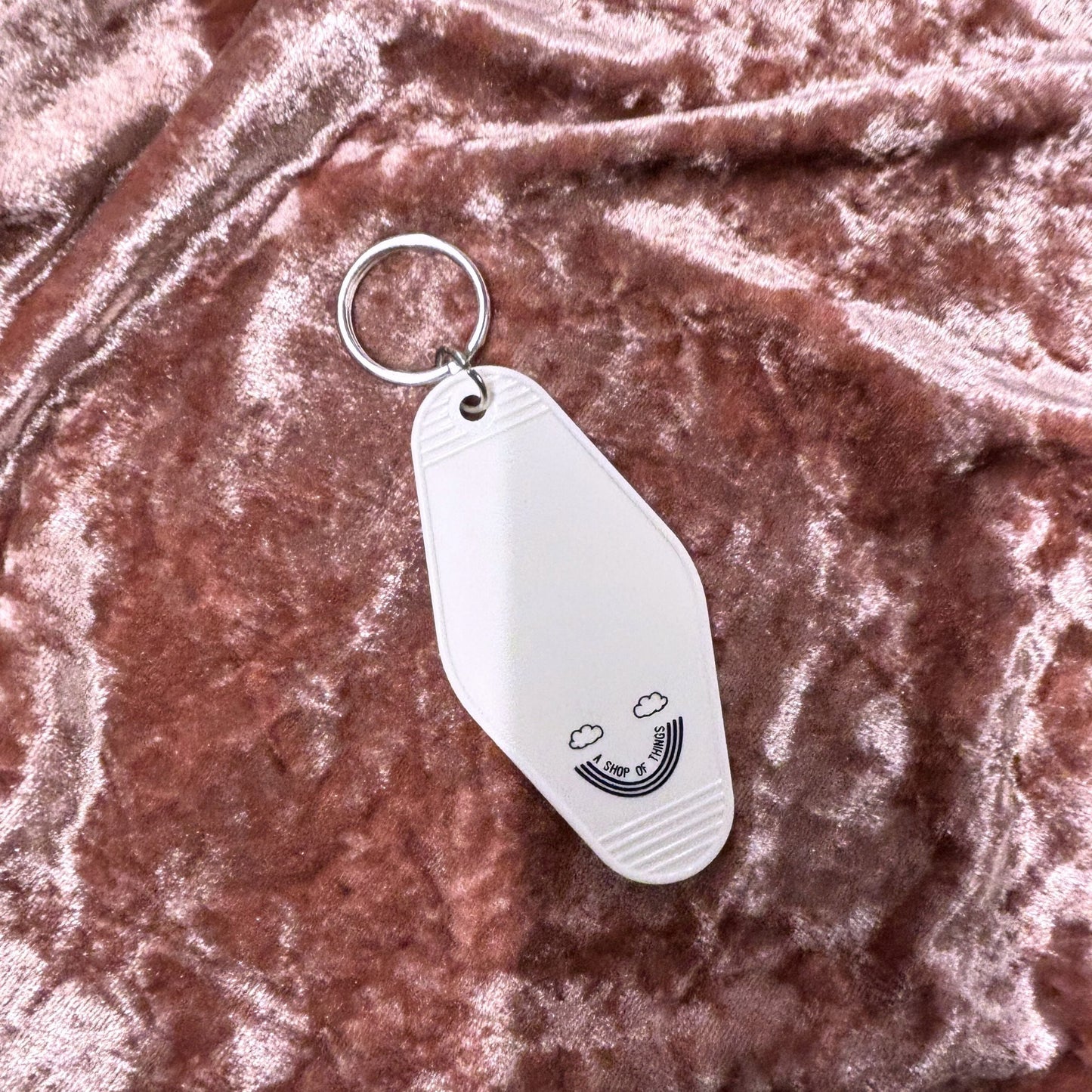 Mood Stabilizer Vintage Motel Keychain in White