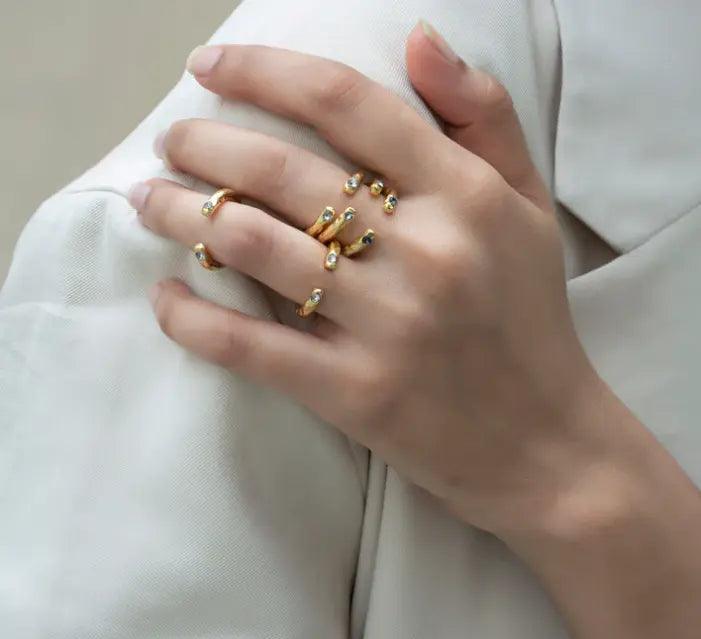 Smoky Quartz Swarovski Stackable Ring