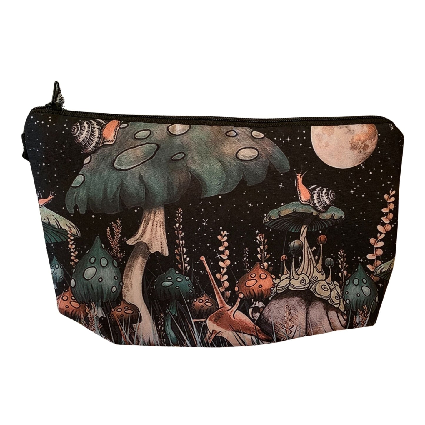 Mushroom Forest Padded Cosmetics Bag Zipper | Makeup Pouch with Inner Pocket | Travel Toiletry Bag