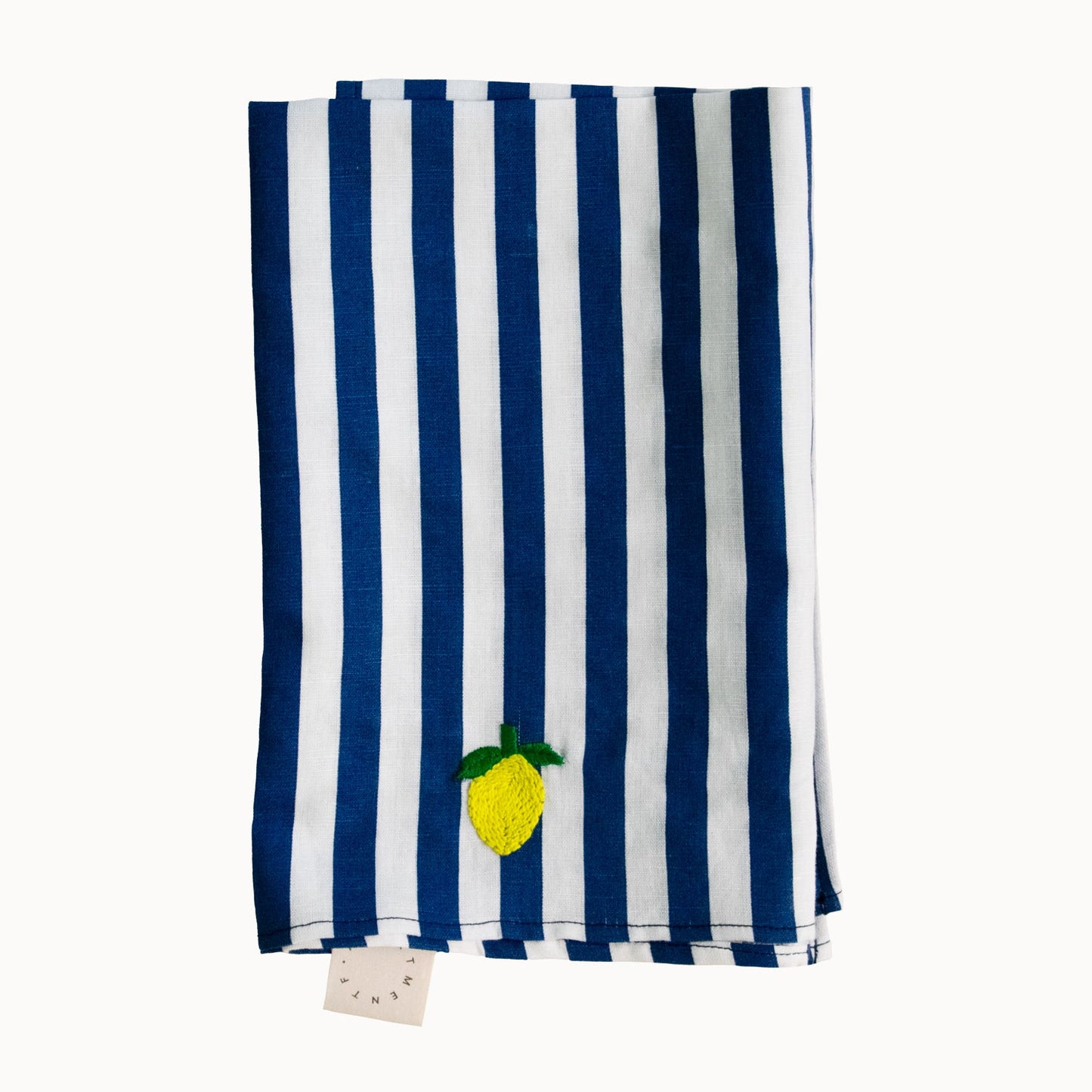 Blue Striped Lemon Embroided Napkins - Set of 2