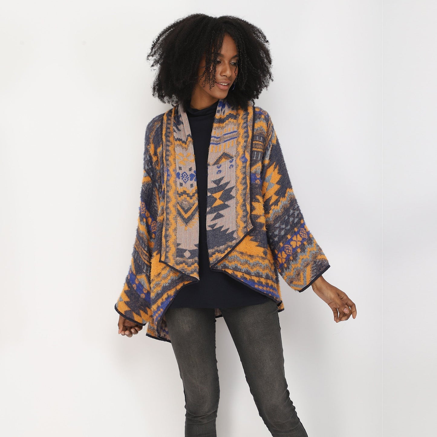 Santo Kimono - Navy Mustard