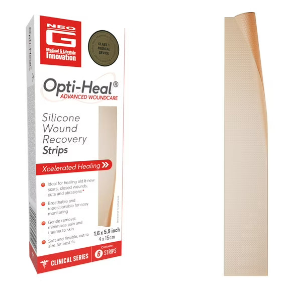 NEO G SILICONE SCAR AND WOUND RECOVERY STRIPS, 1.6 X 5.9 IN, 6 COUNT
