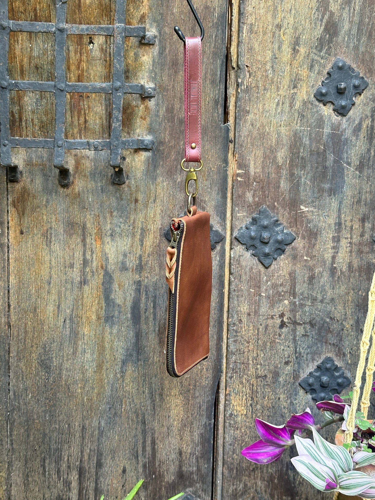 Clutch Bag - Brown and Red Strap