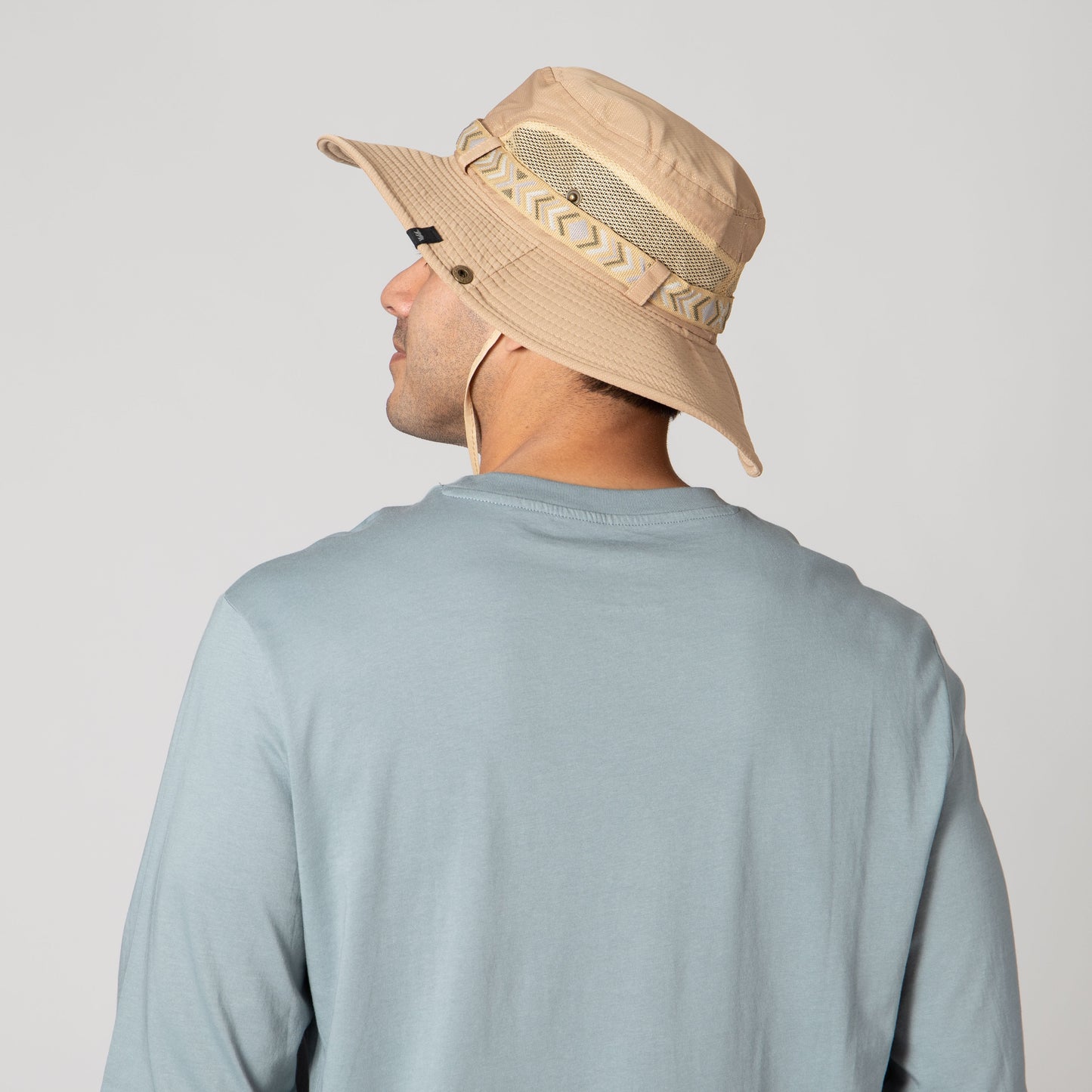 Men's Floatable Wide Brim Sun Hat With Jacquard Trim