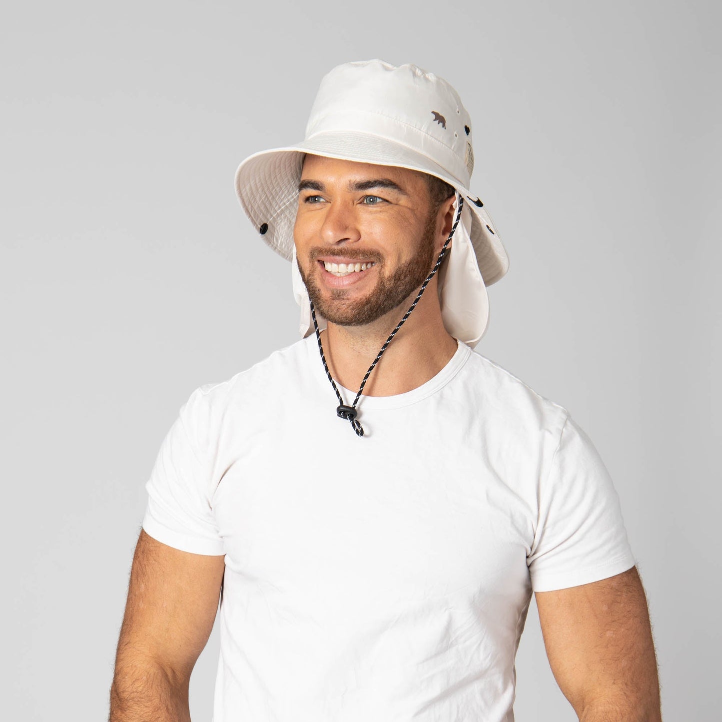 Outdoor Boonie Hat with Neck Flap and Adjustable Chin Cord