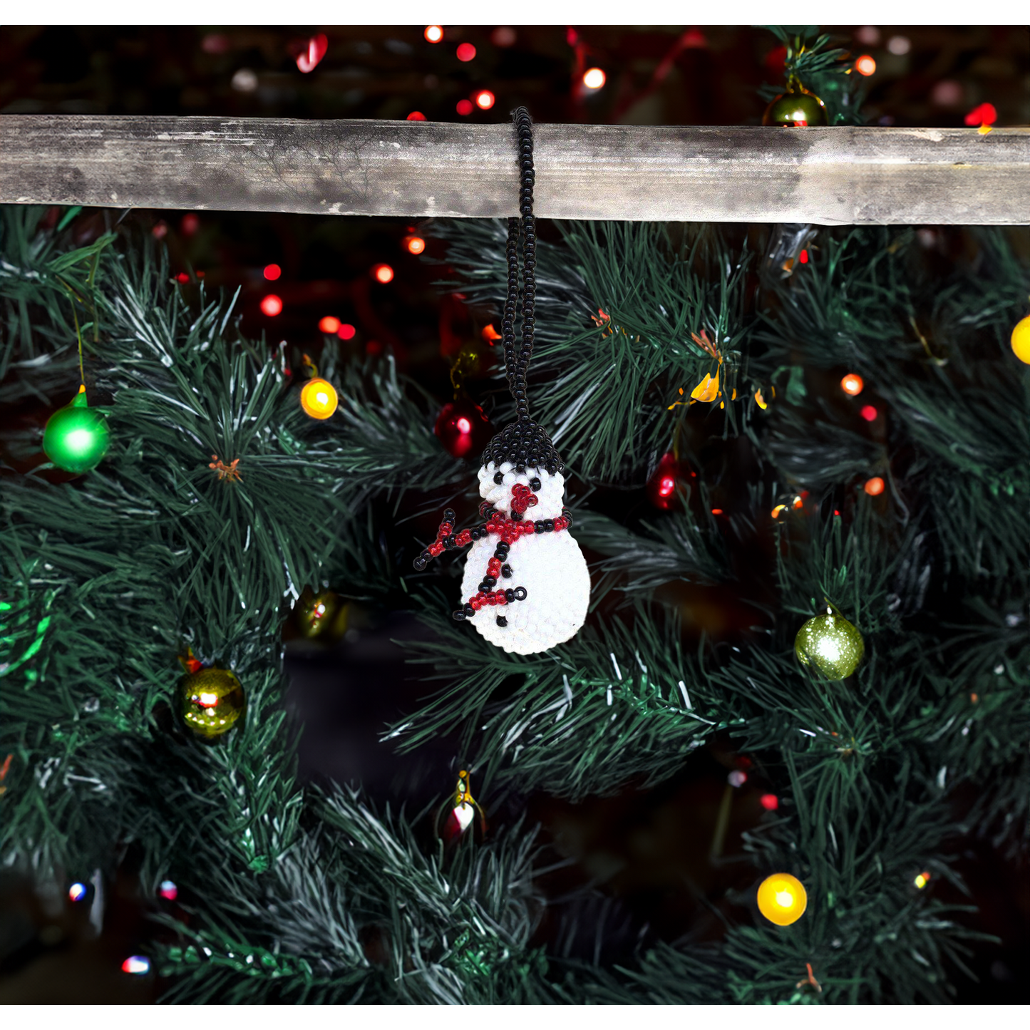 Snowman Seed Bead Ornament - Guatemala - Osadia Concept Store