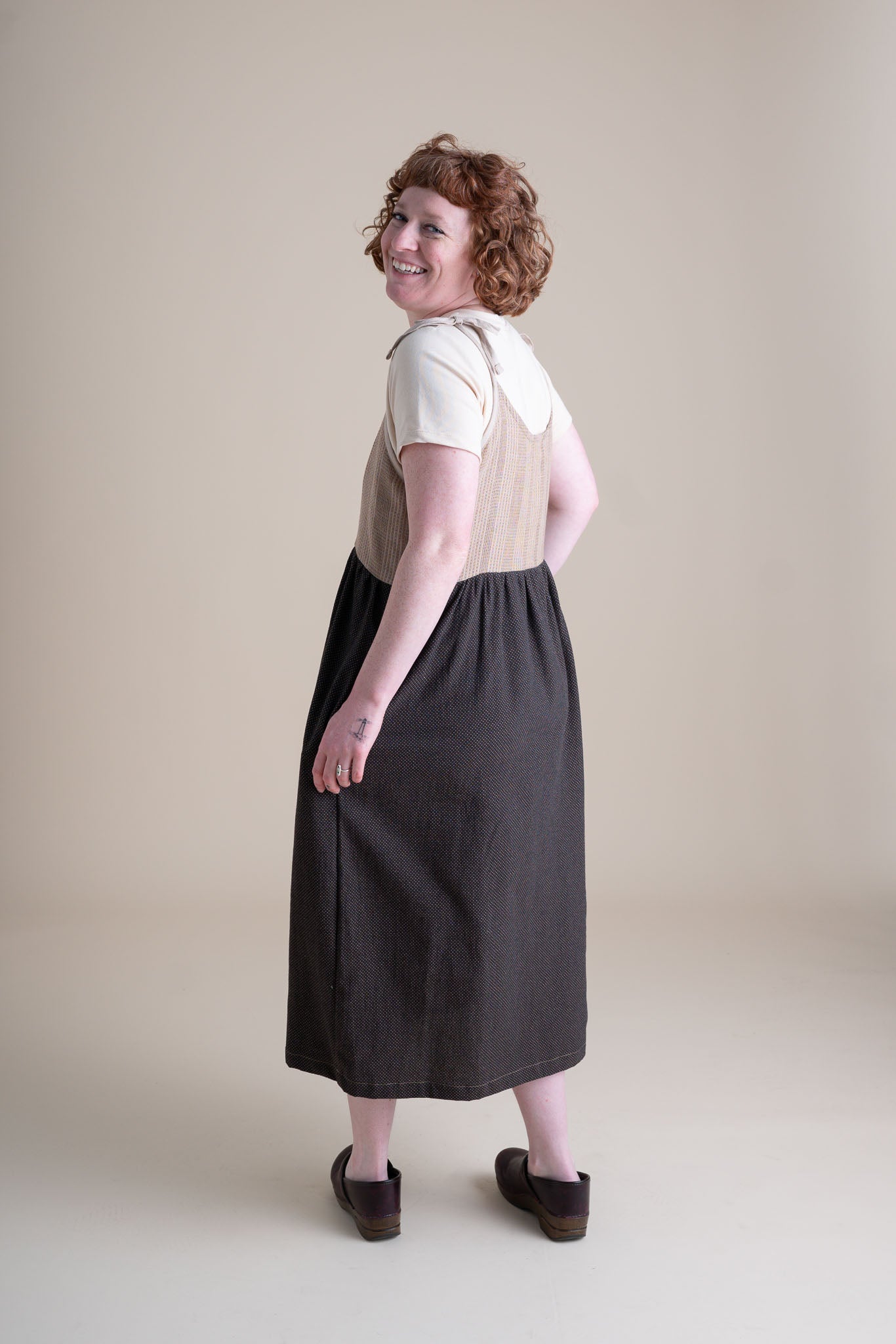 Rosie Dress in Latte Stripe