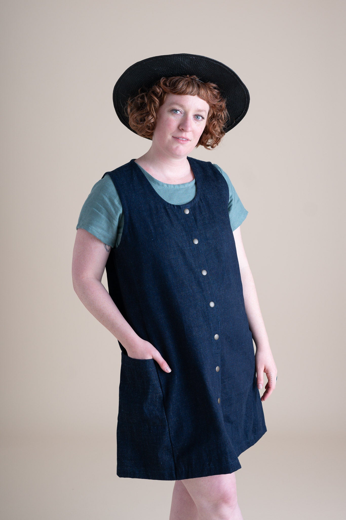 Snap Smock in Organic Indigo Dyed Denim