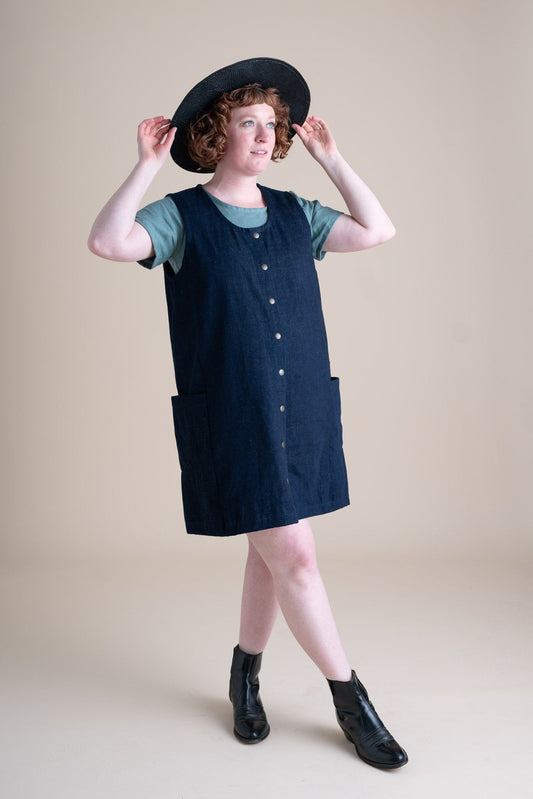 Snap Smock in Organic Indigo Dyed Denim