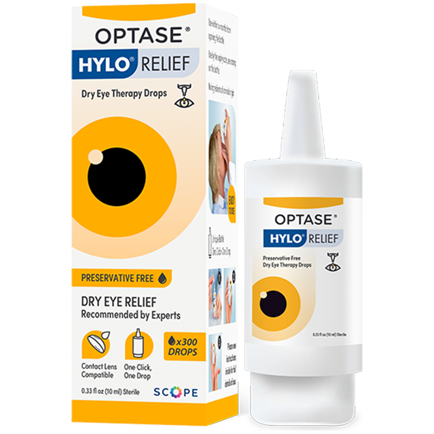 Optase Hylo Relief Dry Eye Drops - Fast-Acting Preservative Free Eye Drops for Dry Eyes - with Paten 0.33 Oz