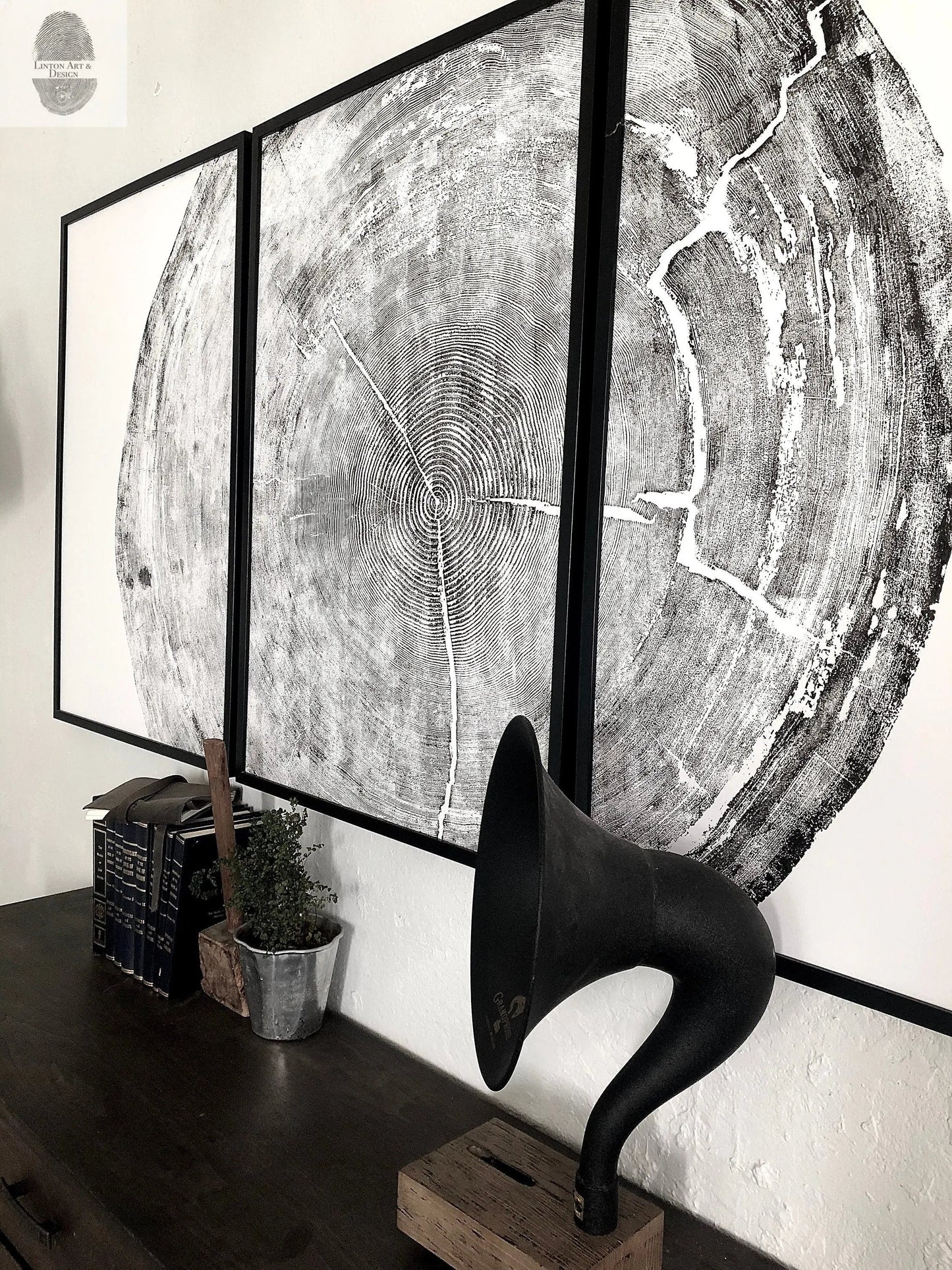 372-Year-Old Sitka Spruce Tree Ring Print Set • 3× 24×36″ Woodcut Art • Oregon Coast Nature Wall Art