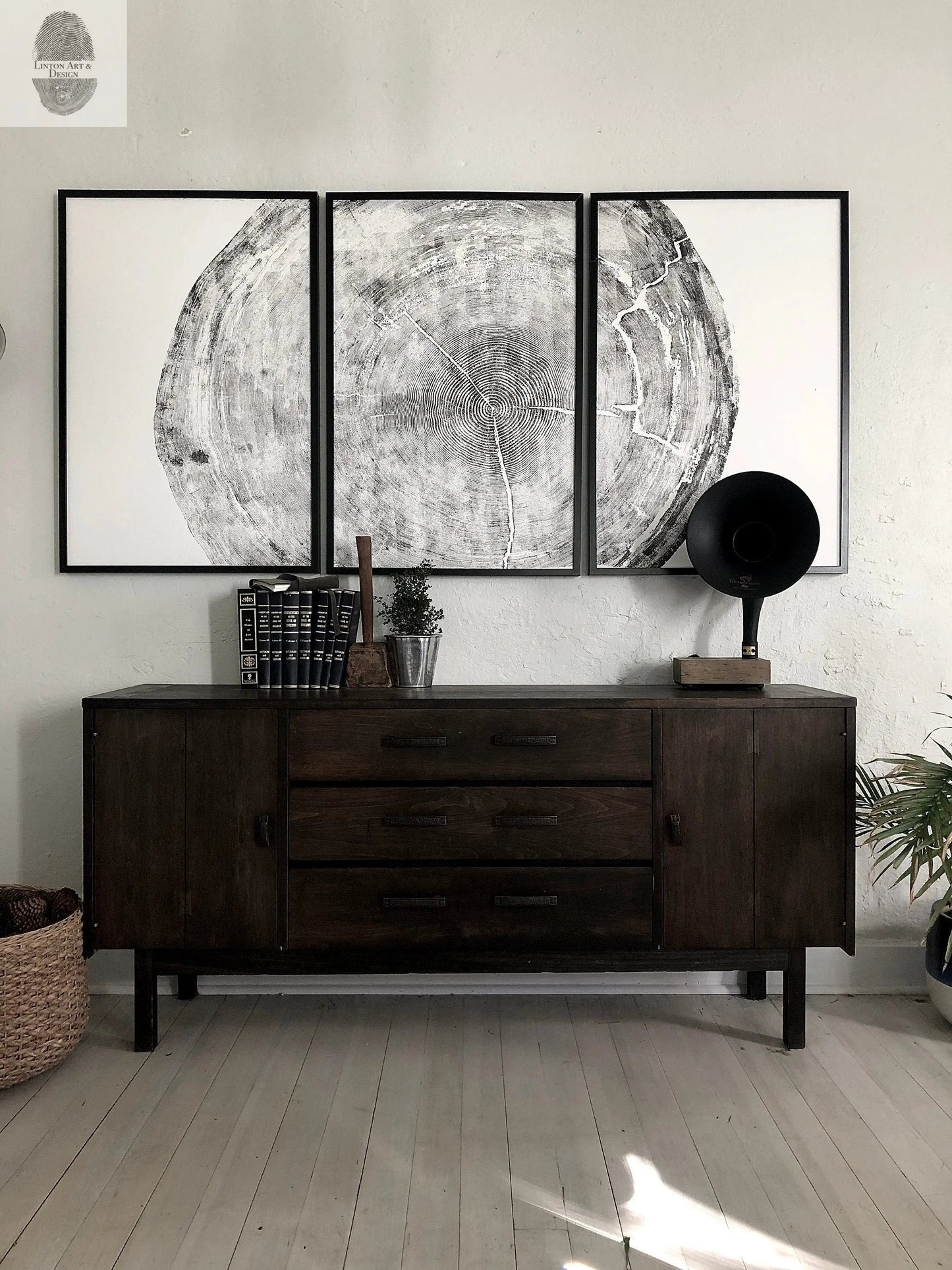 372-Year-Old Sitka Spruce Tree Ring Print Set • 3× 24×36″ Woodcut Art • Oregon Coast Nature Wall Art