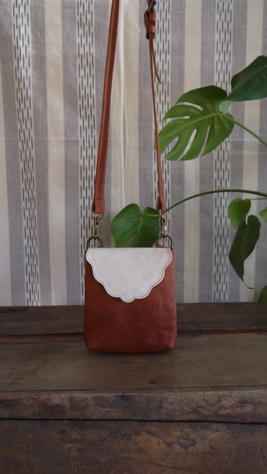 Scallop Bag - Brown and Hair on Hide