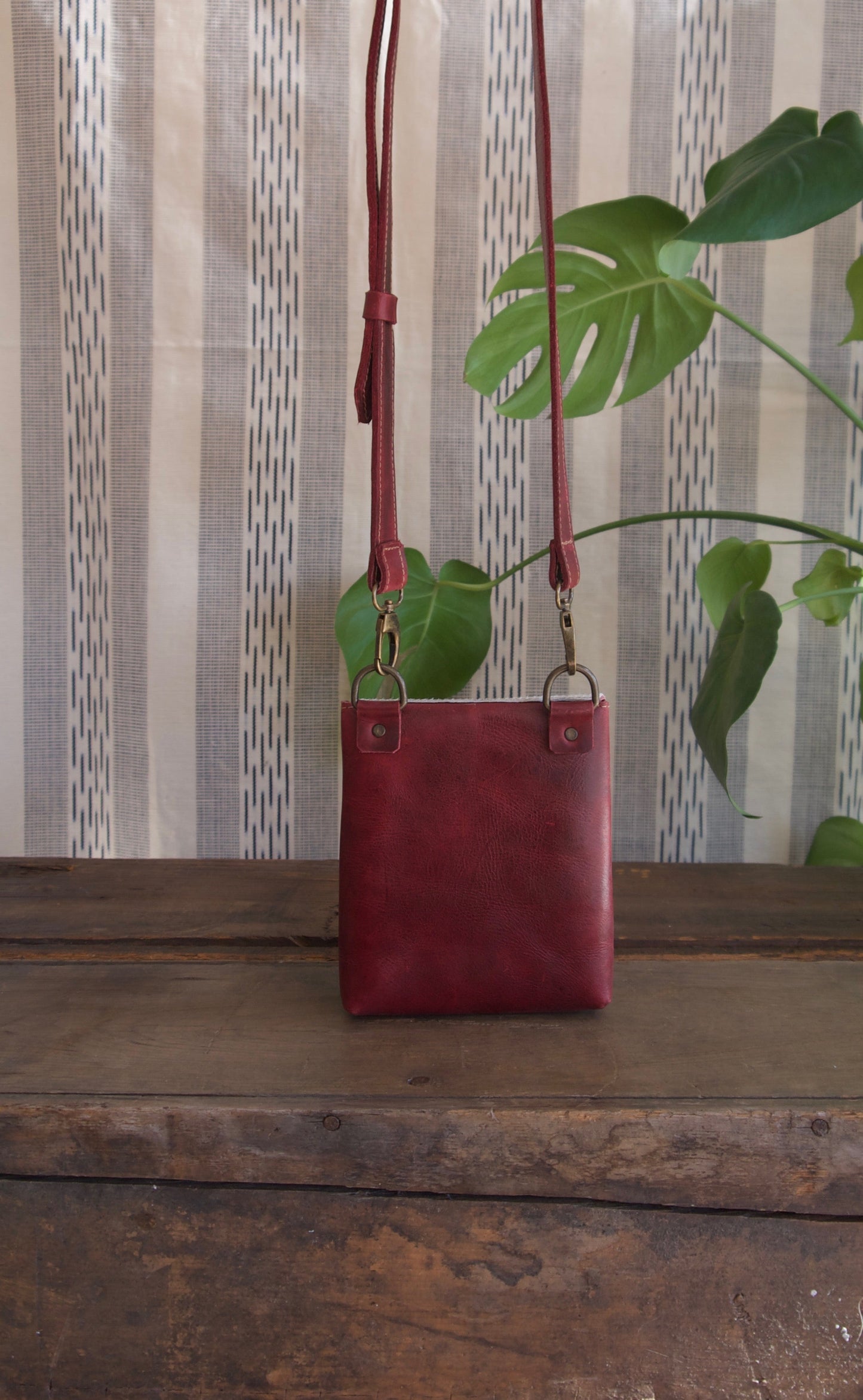 Scallop Bag - Pomegranate and Hair on Hide