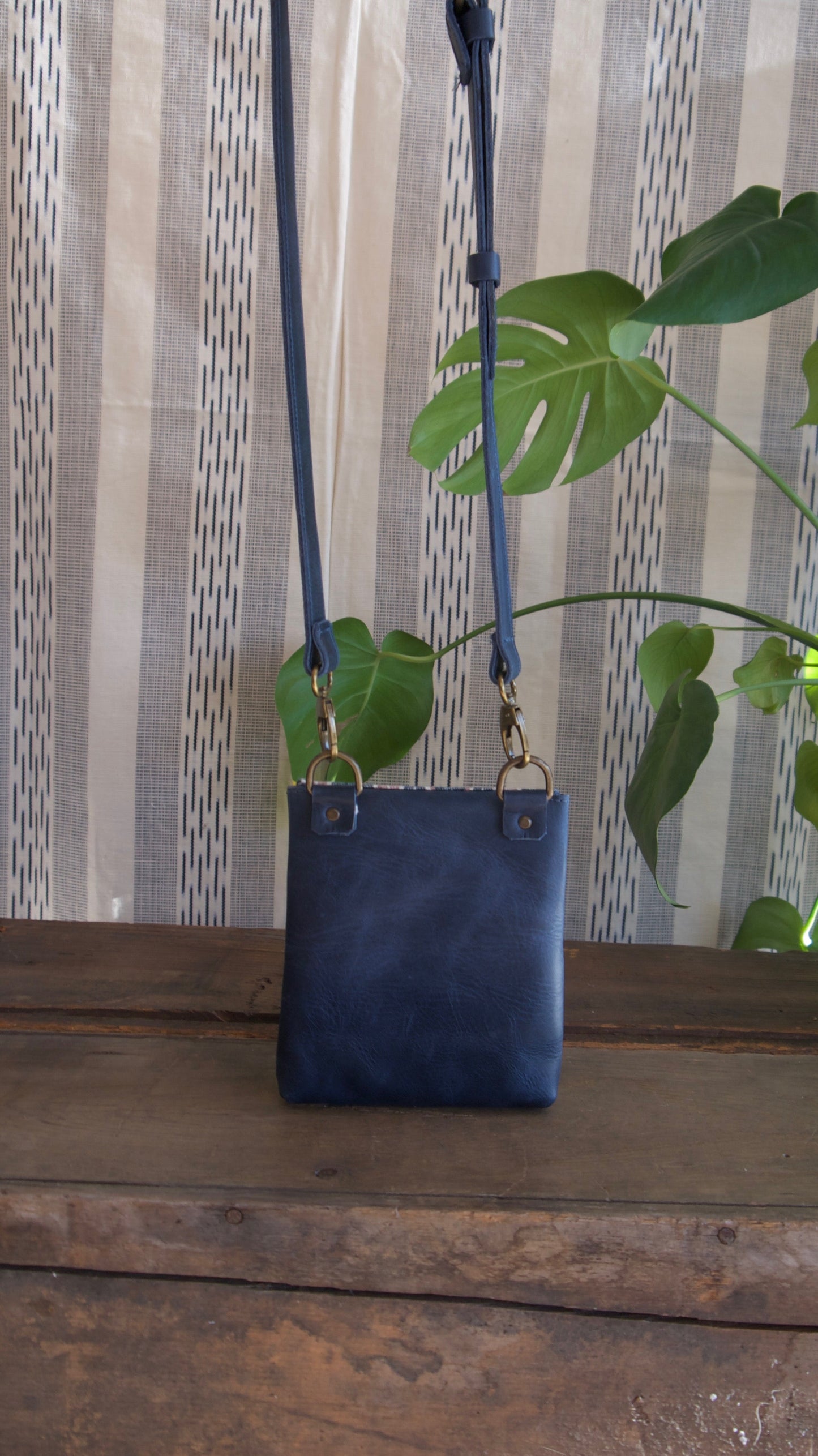 Scallop Bag - Navy and Hair on Hide