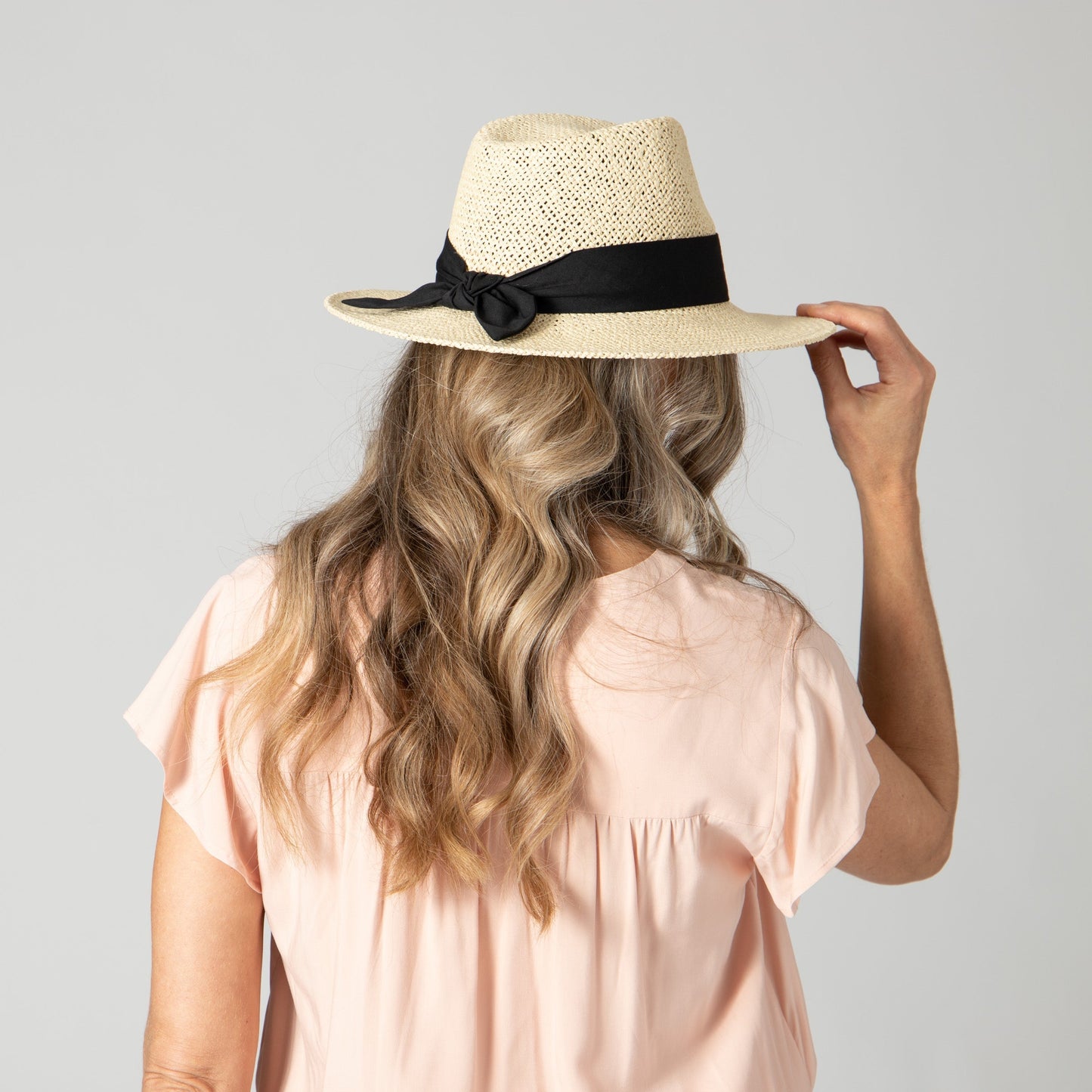 Women's Woven Paper Fedora With Back Knot Band