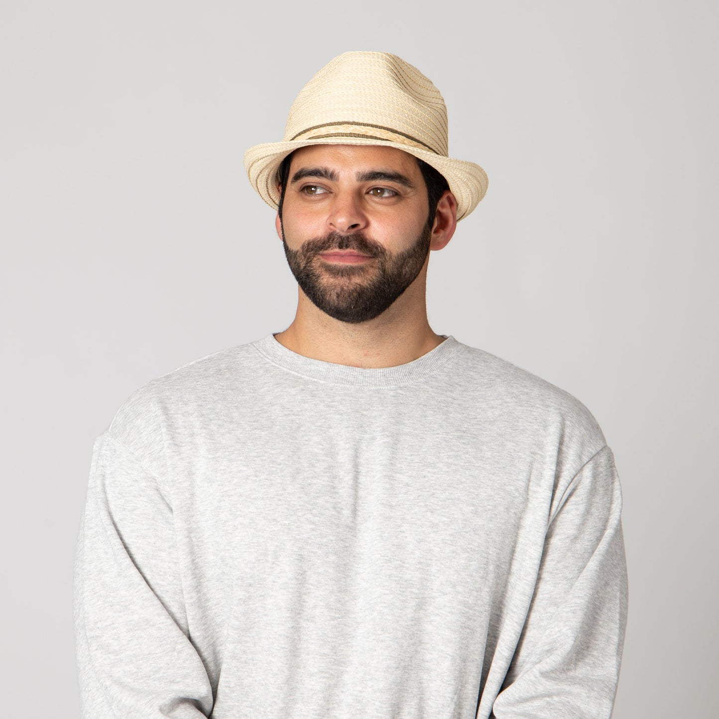 Men's Fedora With Layered Webbing & Raffia Trim