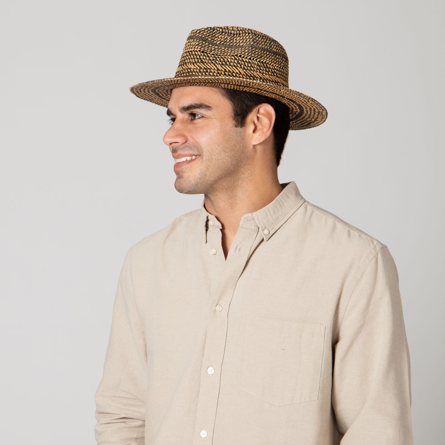 Men's Two Tone Woven Paper Panama