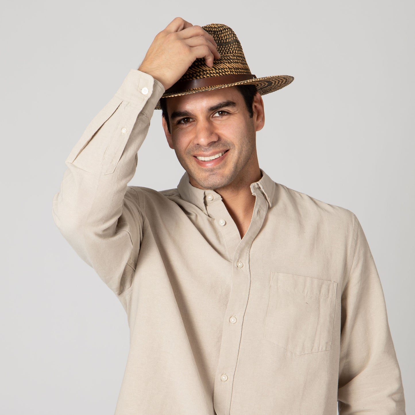 Men's Two Tone Woven Paper Panama