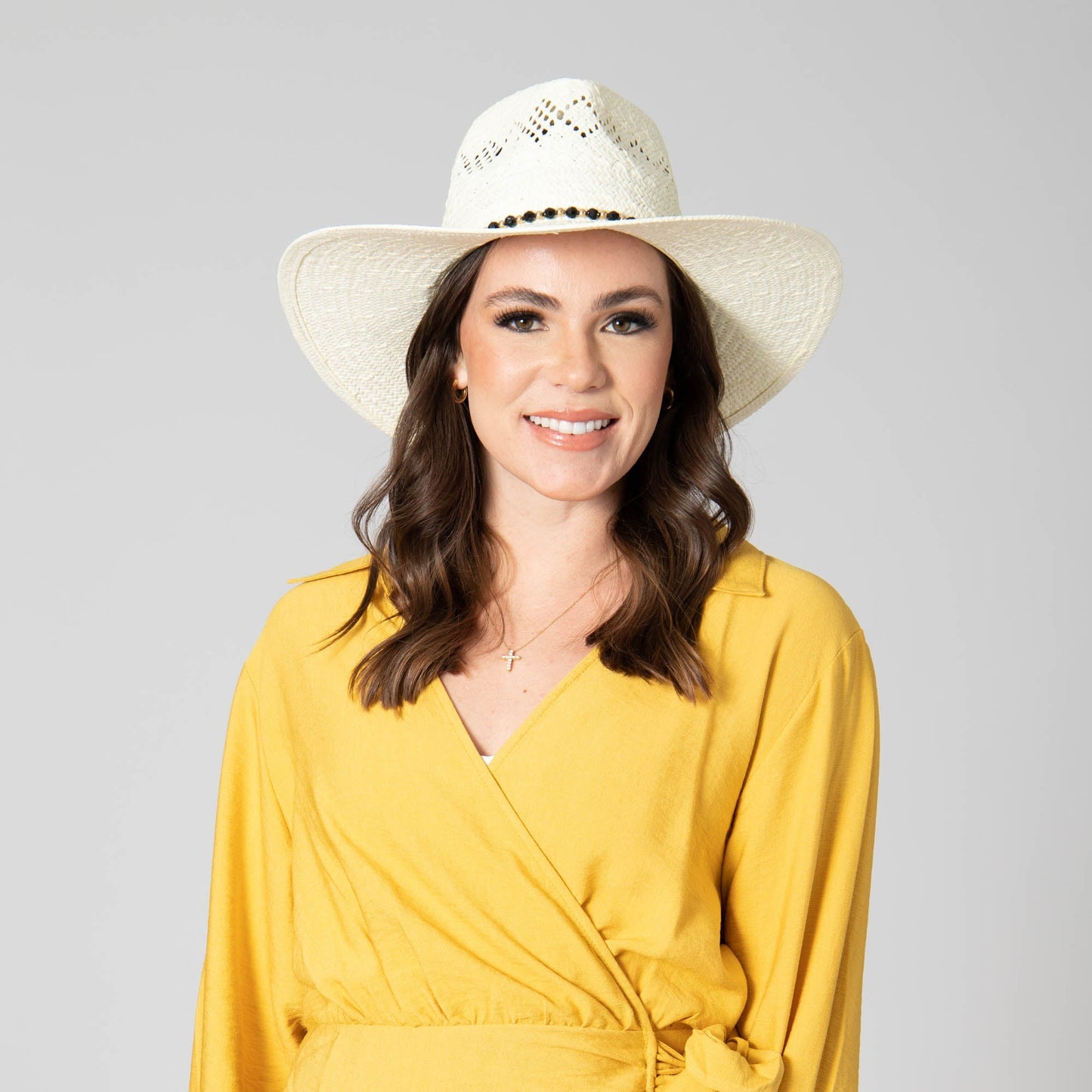 Anytime - Woven Paper Fedora With Beaded Band
