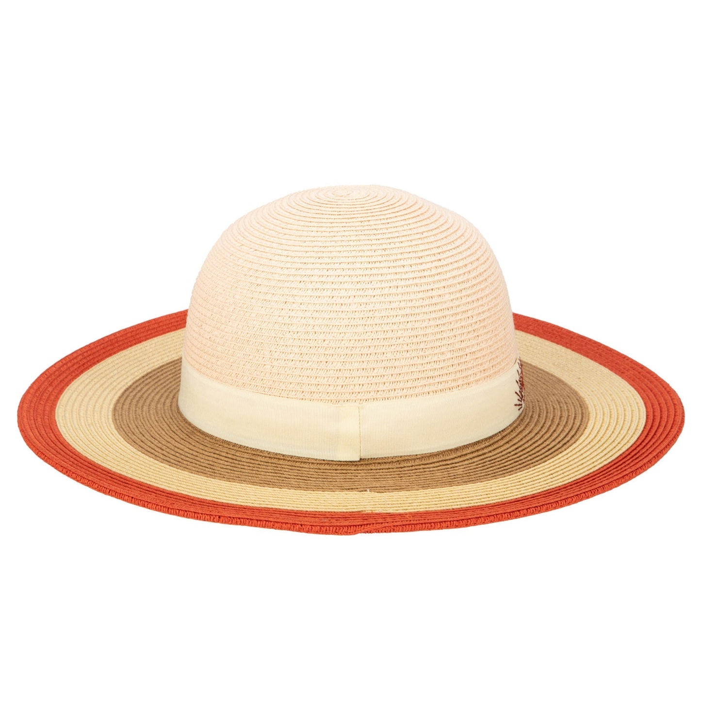 Kids Paperbraid Sun Hat with Retro Striped Brim