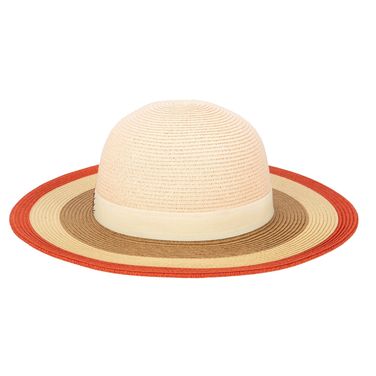 Kids Paperbraid Sun Hat with Retro Striped Brim