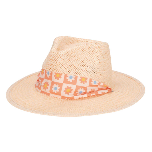 Kids Floral Paperbraid Fedora Hat