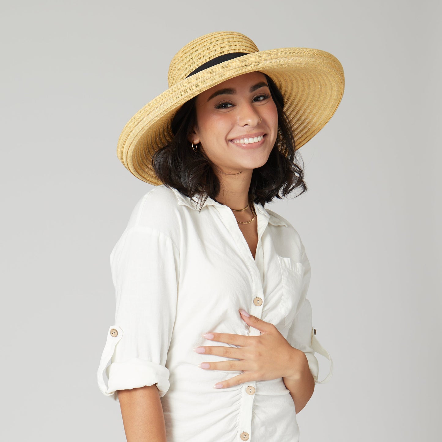 Women's Paperbraid Turn Up Sun Brim