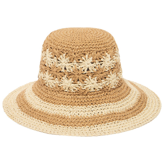 Women's Striped & Floral Crochet Bucket Hat