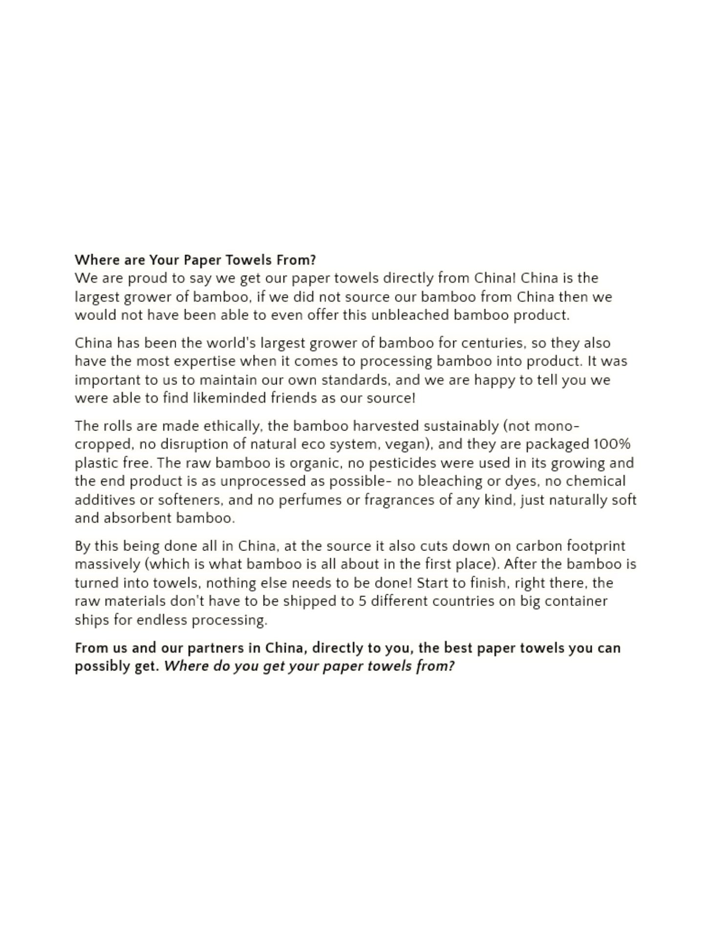 Panda Eco Paper | Bamboo Paper Towels Sample