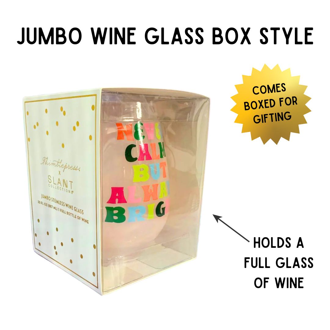 Treat Yo Self Jumbo Stemless Wine Glass in Rainbow Colors | 30 Oz. | Holds an Entire Bottle of Wine