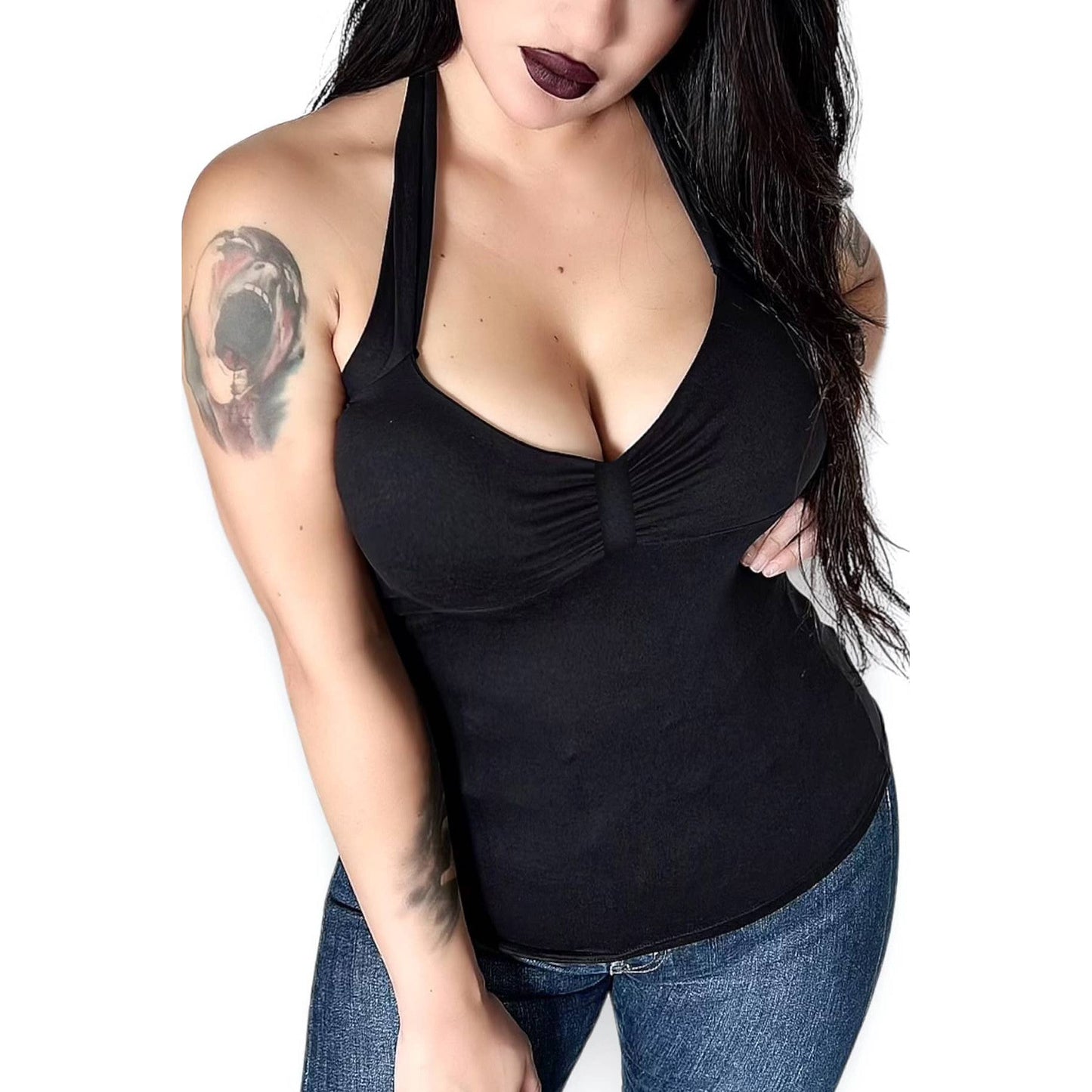 Pamela Padded Pinup Halter in Vintage Black [Sizes SM-2X]