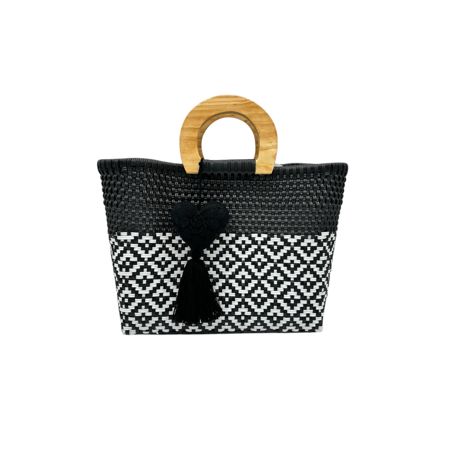 Wooden Handle Handwoven Tote